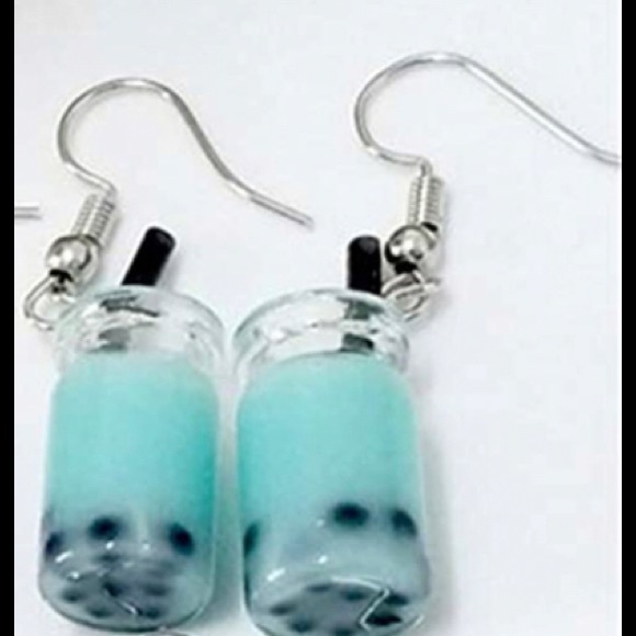 Cute Pearl Milk Tea Dangle Boba Tea Drop Earrings - Picture 2 of 4